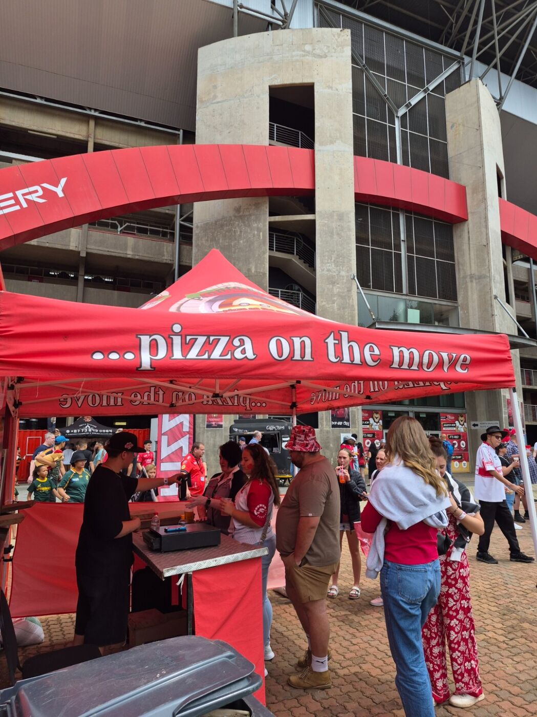 Pronto Pizza outside a packed stadium
